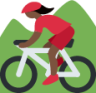 woman mountain biking: dark skin tone emoji