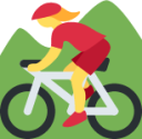 woman mountain biking emoji