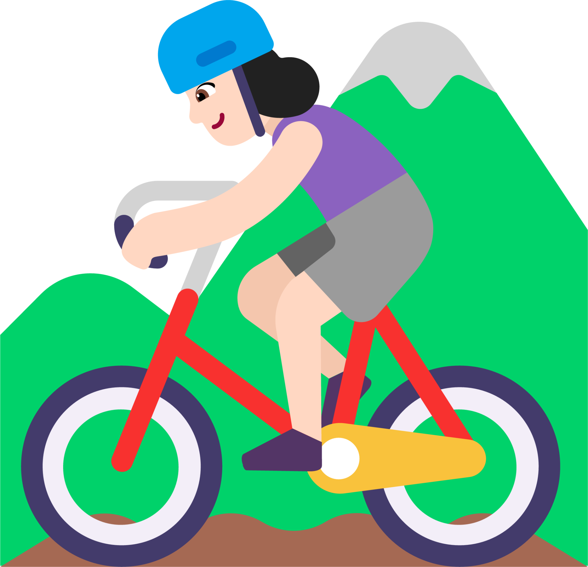 woman mountain biking light emoji