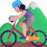 woman mountain biking light emoji