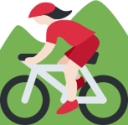 woman mountain biking: light skin tone emoji