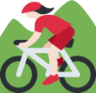 woman mountain biking: light skin tone emoji