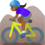 woman mountain biking: medium-dark skin tone emoji