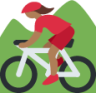 woman mountain biking: medium-dark skin tone emoji