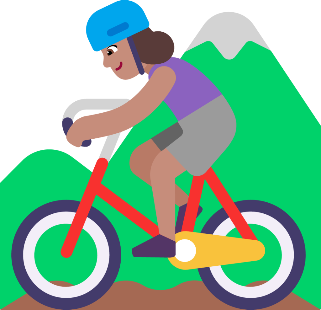 woman mountain biking medium emoji