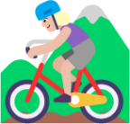 woman mountain biking medium light emoji