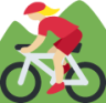 woman mountain biking: medium-light skin tone emoji