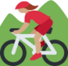 woman mountain biking: medium skin tone emoji