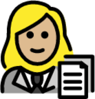 woman office worker: medium-light skin tone emoji