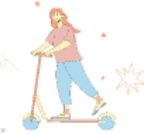 woman on scooter illustration