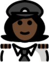 woman pilot: dark skin tone emoji