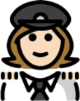 woman pilot: light skin tone emoji