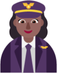 woman pilot medium dark emoji