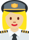 woman pilot: medium-light skin tone emoji