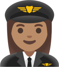 woman pilot: medium skin tone emoji