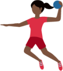 woman playing handball: dark skin tone emoji