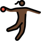woman playing handball: dark skin tone emoji
