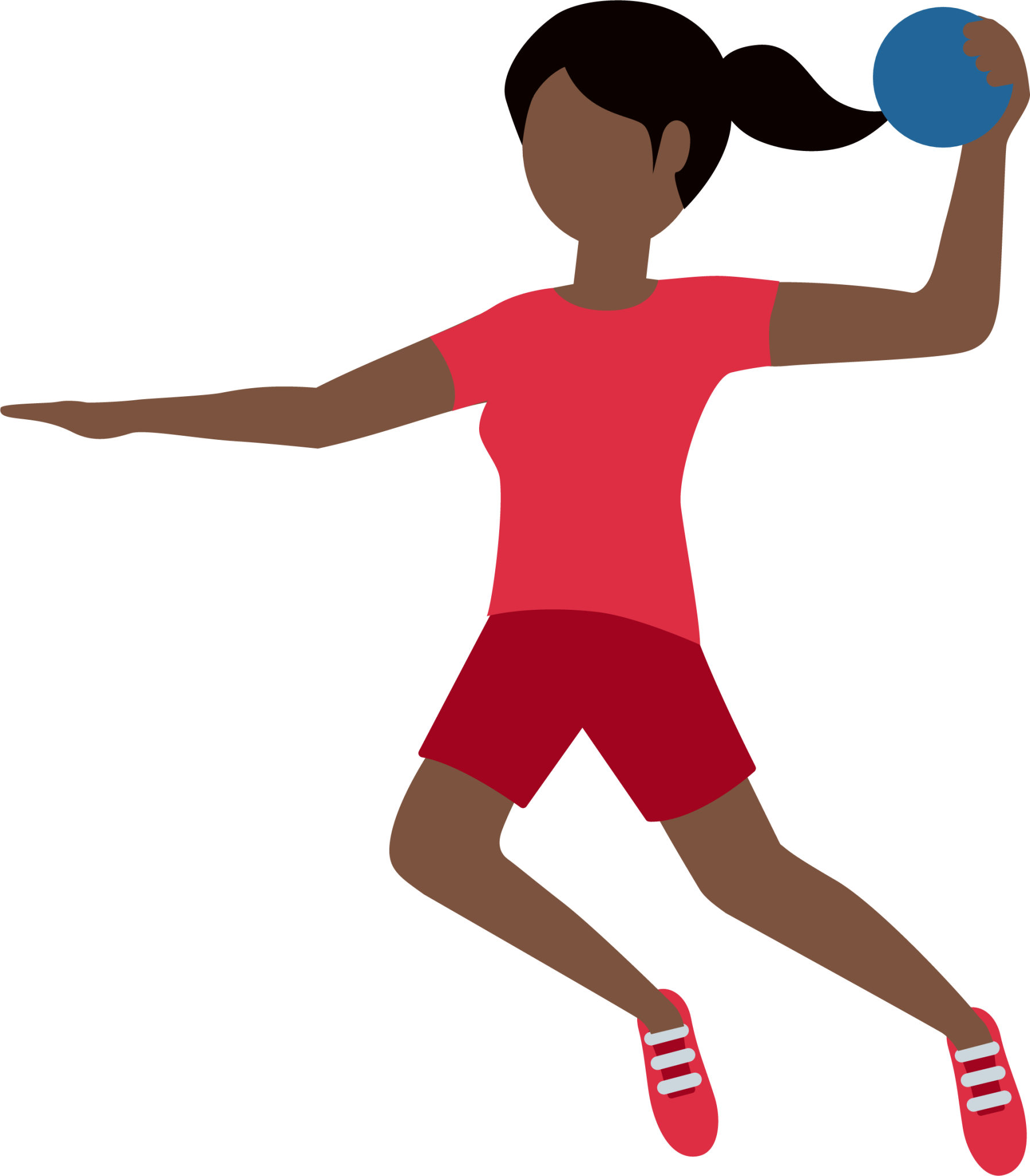 woman playing handball: dark skin tone emoji