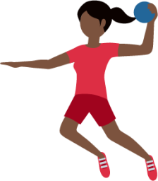 woman playing handball: dark skin tone emoji