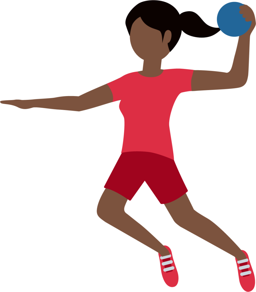 woman playing handball: dark skin tone emoji