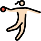 woman playing handball: light skin tone emoji