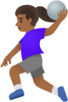 woman playing handball: medium-dark skin tone emoji