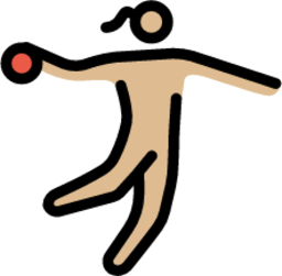 woman playing handball: medium-light skin tone emoji
