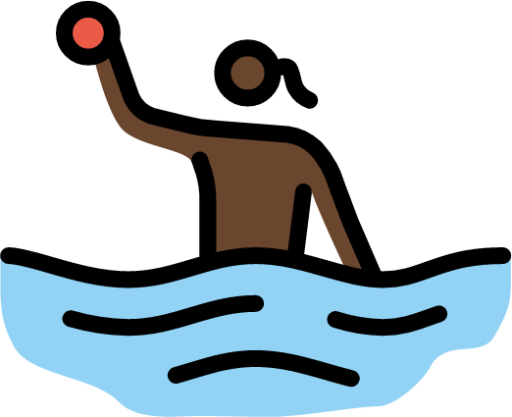 woman playing water polo: dark skin tone emoji