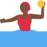 woman playing water polo: dark skin tone emoji