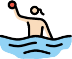 woman playing water polo: light skin tone emoji