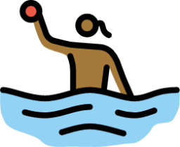 woman playing water polo: medium-dark skin tone emoji