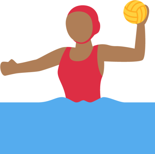 woman playing water polo: medium-dark skin tone emoji