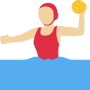 woman playing water polo: medium-light skin tone emoji