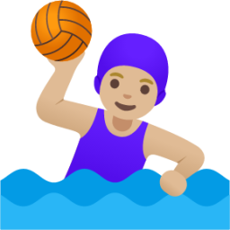 woman playing water polo: medium-light skin tone emoji