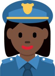 woman police officer: dark skin tone emoji