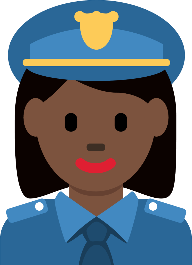woman police officer: dark skin tone emoji