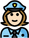 woman police officer: light skin tone emoji
