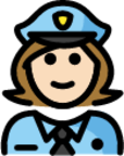 woman police officer: light skin tone emoji