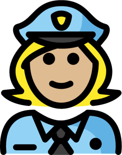 woman police officer: medium-light skin tone emoji
