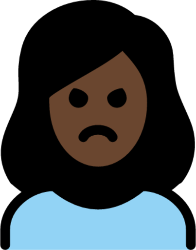 woman pouting: dark skin tone emoji
