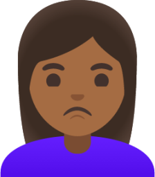 woman pouting: medium-dark skin tone emoji