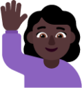 woman raising hand dark emoji