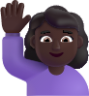 woman raising hand dark emoji