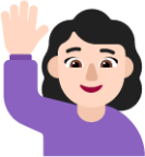 woman raising hand light emoji