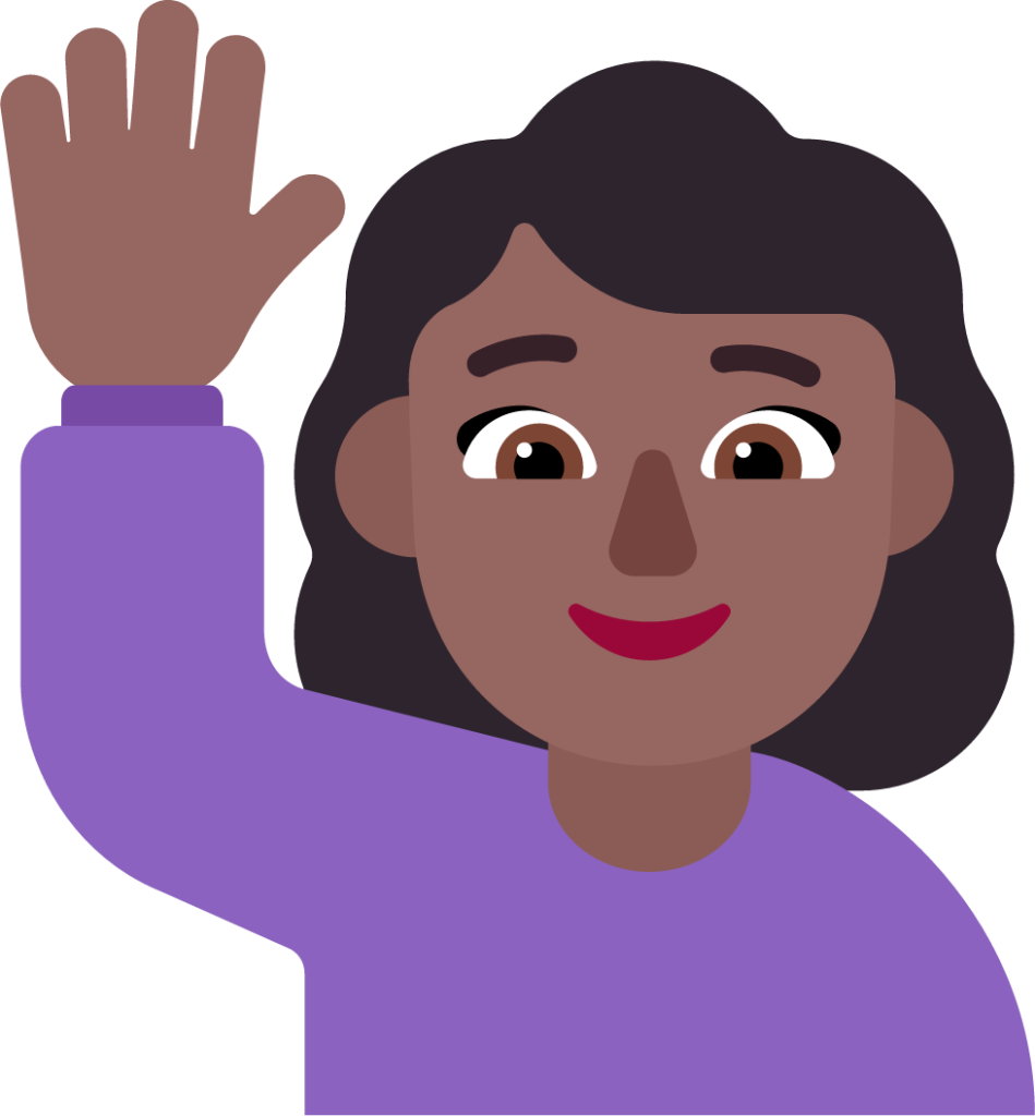 woman raising hand medium dark emoji