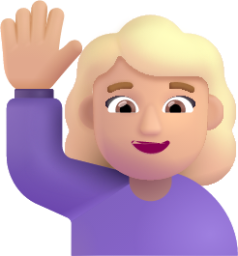 woman raising hand medium light emoji