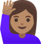 woman raising hand: medium skin tone emoji