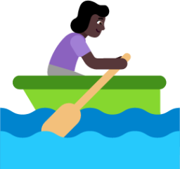 woman rowing boat dark emoji