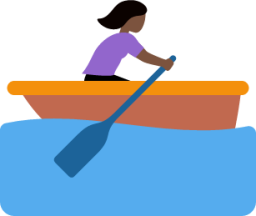 woman rowing boat: dark skin tone emoji