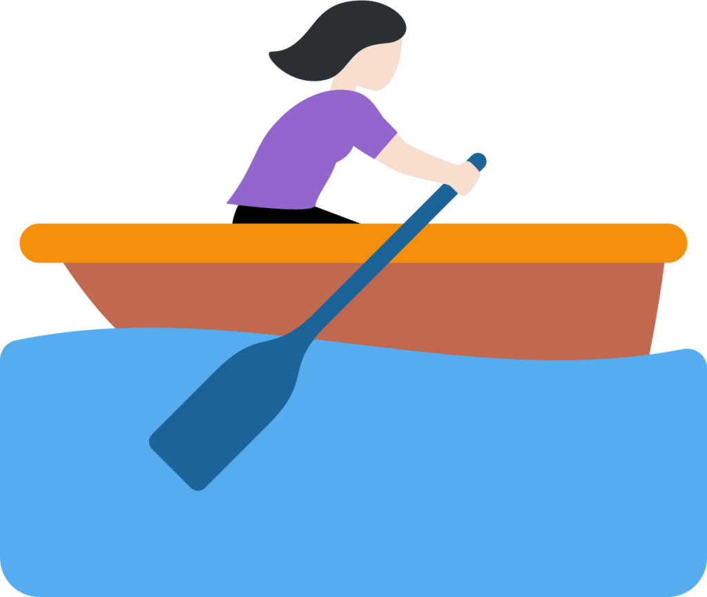 woman rowing boat: light skin tone emoji